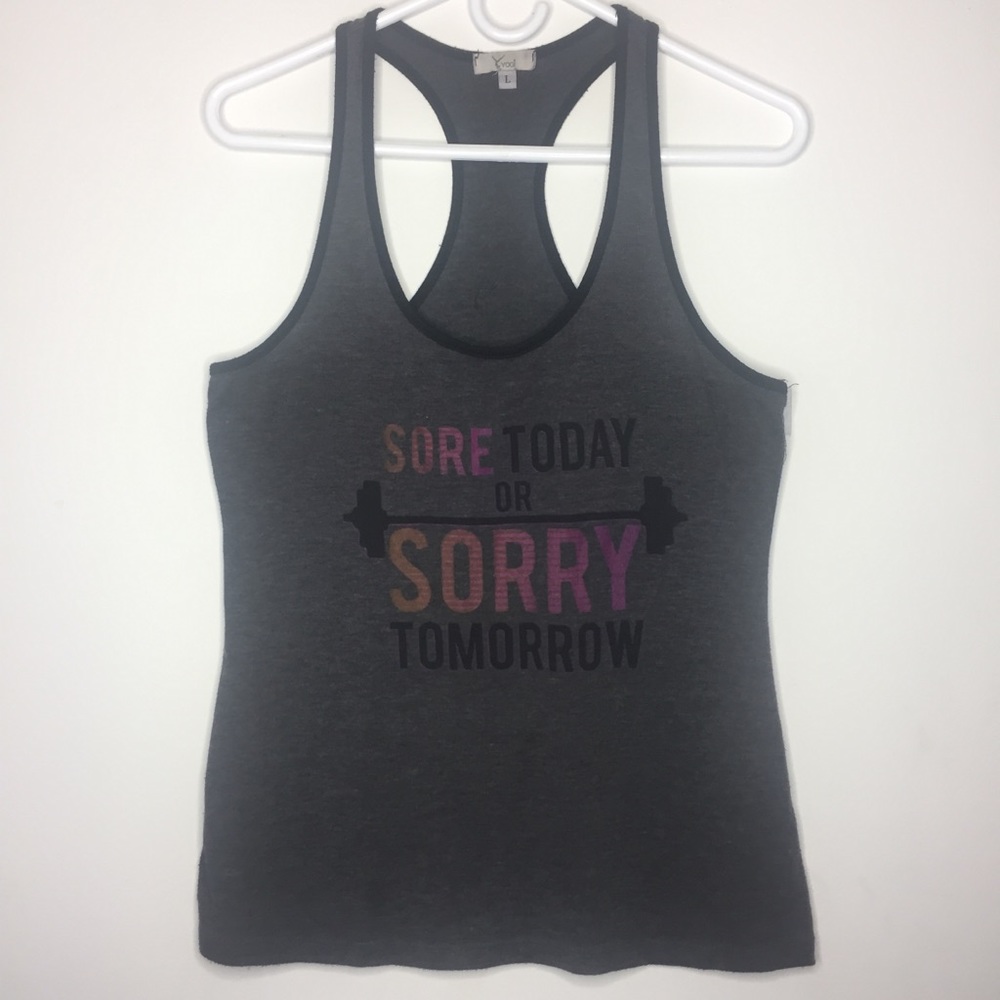 Yogi Large Gray Sore Today or Sorry Tomorrow Tank